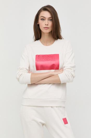 Mikina Armani Exchange dámská, béžová barva, s aplikací