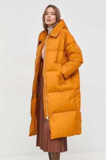 Péřová bunda BOSS dámská, oranžová barva, zimní