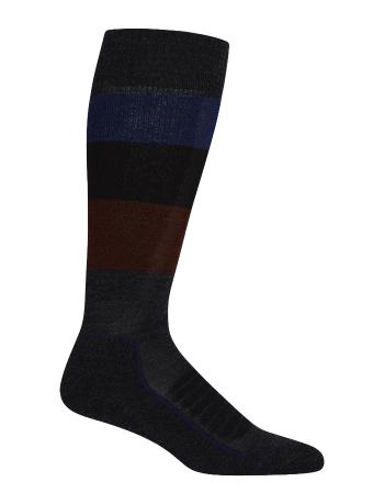 dámské merino ponožky ICEBREAKER Wmns Ski+ Medium OTC Wide Stripe, Jet Heather/Royal Navy/Black velikost: M