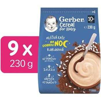 GERBER Cereal mléčná kaše Dobrou noc kakaová 9× 230 g (8445290502933)