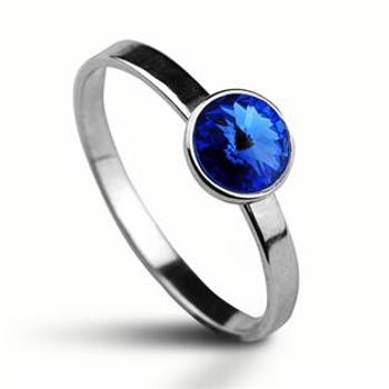 NUBIS® Stříbrný prsten s kamenem Crystals from Swarovski®, barva: SAPPHIRE - velikost 54 - CS5940-SP-54