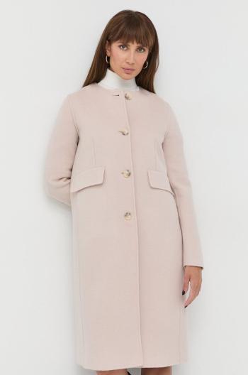 Vlněný kabát Liviana Conti růžová barva, přechodný