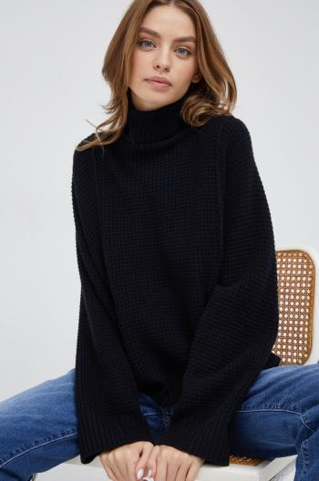 Vlněný svetr Calvin Klein dámský, černá barva, hřejivý, s golfem