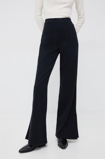 Kalhoty United Colors of Benetton dámské, černá barva, široké, high waist