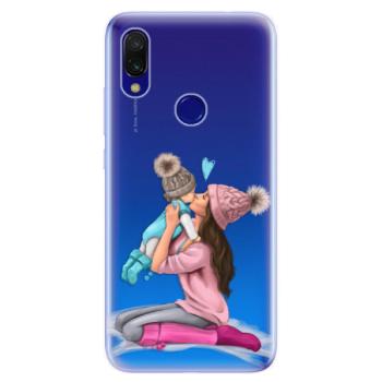 Odolné silikonové pouzdro iSaprio - Kissing Mom - Brunette and Boy - Xiaomi Redmi 7