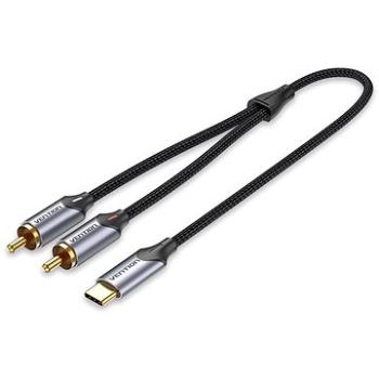 Vention USB-C Male to 2-Male RCA Cable 1m Gray Aluminum Alloy Type (BGUHF)