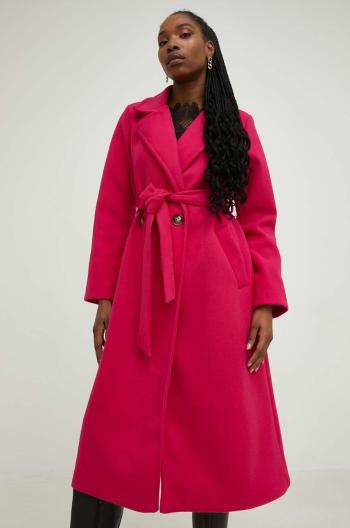 Kabát s vlnou Answear Lab růžová barva, přechodný