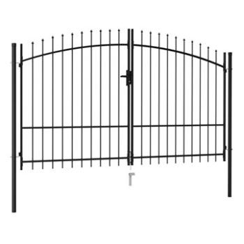 Dvoukřídlá zahradní brána s hroty ocelová 3×2 m černá 145738