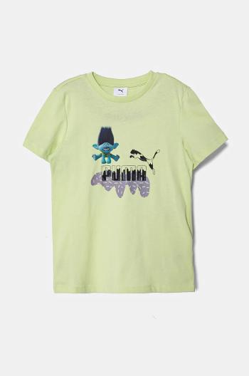 Dětské bavlněné tričko Puma X TROLLS Tee zelená barva, s potiskem, 627376