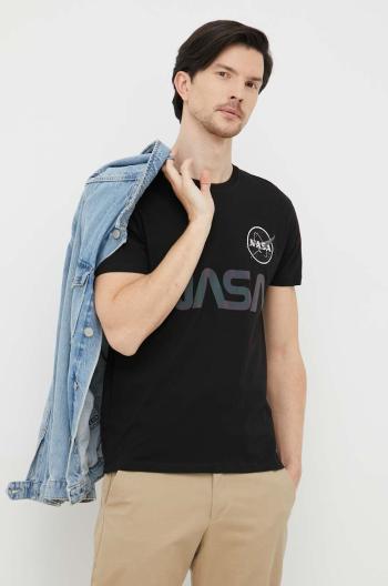 Bavlněné tričko Alpha Industries černá barva, s potiskem, 178501RR.03-Black