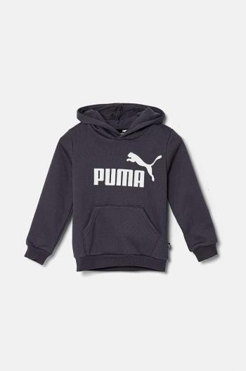 Dětská mikina Puma šedá barva, s kapucí, s potiskem