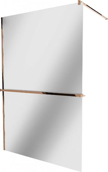 MEXEN/S KIOTO Sprchová zástěna WALK-IN s poličkou a držákem ručníků 90 x 200 cm, zrcadlové 8 mm, růžové zlato 800-090-121-60-50