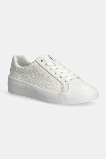 Sneakers boty Calvin Klein VULC LACE UP MONO MIX bílá barva, HW0HW02212