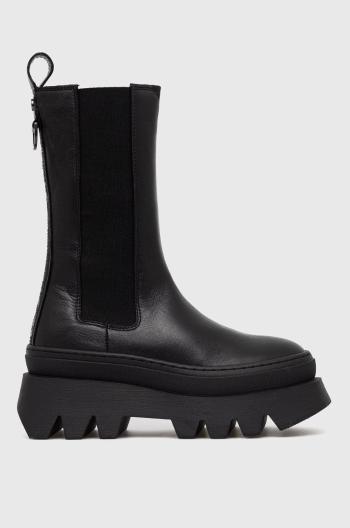 Kožené kotníkové boty Buffalo Parker Chelsea dámské, černá barva, na platformě
