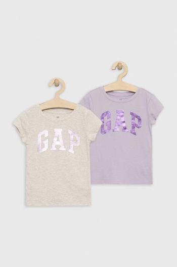 Dětské bavlněné tričko GAP 2-pack fialová barva