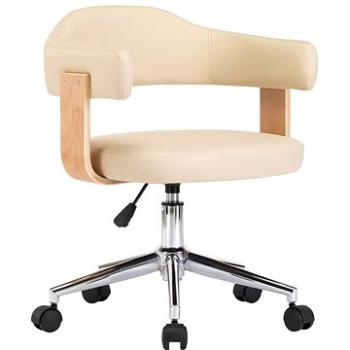 Otočná jídelní židle krémová ohýbané dřevo a umělá kůže (287417)