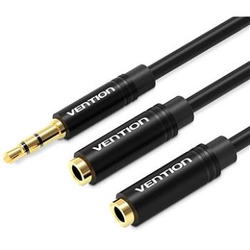 Vention 3.5mm Male to 2x 3.5mm Female Stereo Splitter Cable 0.3M Black Metal Type (BBWBY)