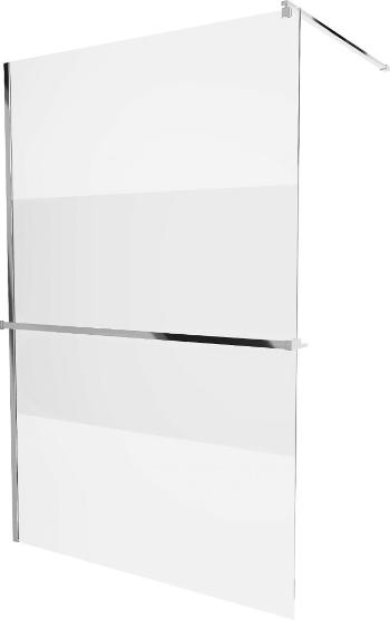 MEXEN/S KIOTO Sprchová zástěna WALK-IN s poličkou a držákem ručníků 110 x 200 cm, transparent/matné sklo 8 mm, chrom 800-110-121-01-35