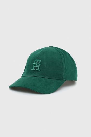 Bavlněná baseballová čepice Tommy Hilfiger , zelená barva, s aplikací