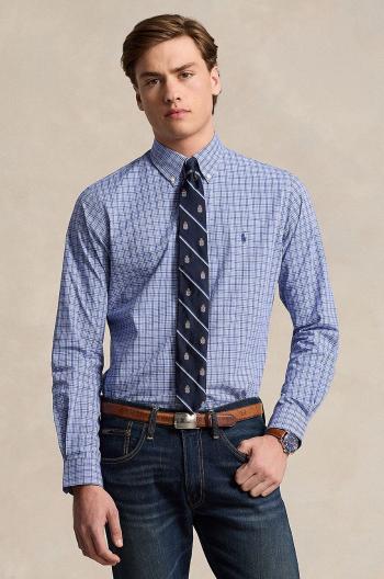 Bavlněná košile Polo Ralph Lauren modrá barva, regular, s límečkem button-down, 710953702