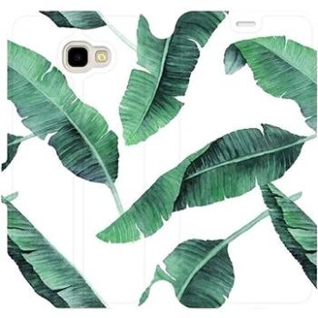 Flipové pouzdro na mobil Samsung Galaxy J4 Plus 2018 - MG06P Zelené listy na bílém pozadí (5903226504459)