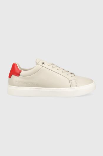 Kožené sneakers boty Calvin Klein Cupsole Lace Up šedá barva