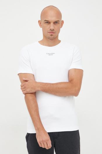 Tričko Calvin Klein Jeans bílá barva, s potiskem
