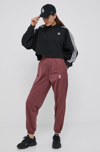 Kalhoty adidas Originals HC7043 dámské, vínová barva, jogger, high waist
