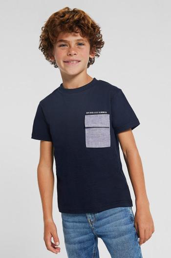 Dětské bavlněné tričko Mayoral tmavomodrá barva, s potiskem