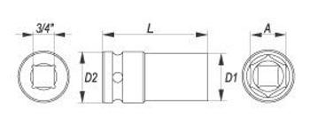 Cattara Nástavec 3/4" rázový šestihranný hluboký 30 mm CrMo