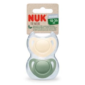 NUK Dudlík pro Nature silikonový 18-36 měsíců zelený / krémový 2-pack