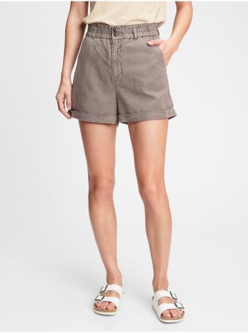 Šedé dámské kraťasy high rise paperbag shorts