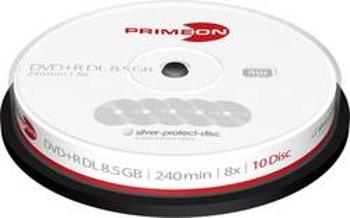 DVD+R DL 8.5 Primeon 2761250, vrstva proti poškrábání, vodotěsný, odolné vůči otěru, 10 ks, vřeteno