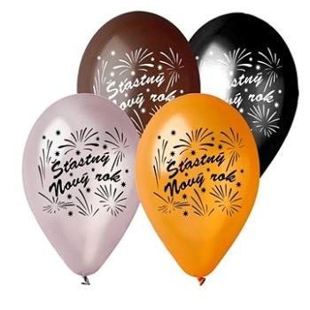Balónky metalické 30 cm Šťastný nový rok - Silvestr - 5 ks  (8595681500632)