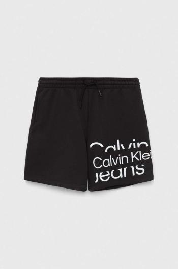 Dětské bavlněné šortky Calvin Klein Jeans černá barva, nastavitelný pas