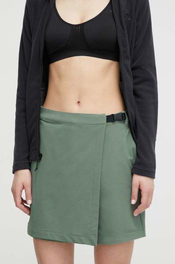 Sportovní šortky Jack Wolfskin Wandermood dámské, zelená barva, hladké, high waist, 1507113