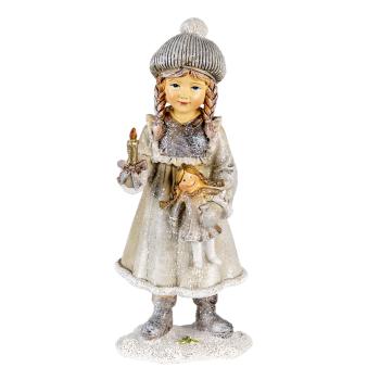 Dekorativní soška dítěte s panenkou a svíčkou - 8*7*19 cm 6PR4667