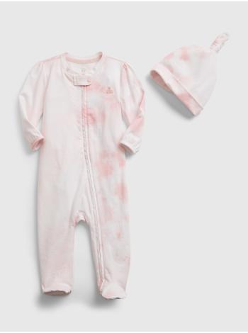 Růžový holčičí baby overal 100% organic cotton first favorite tie-dye one-piece GAP
