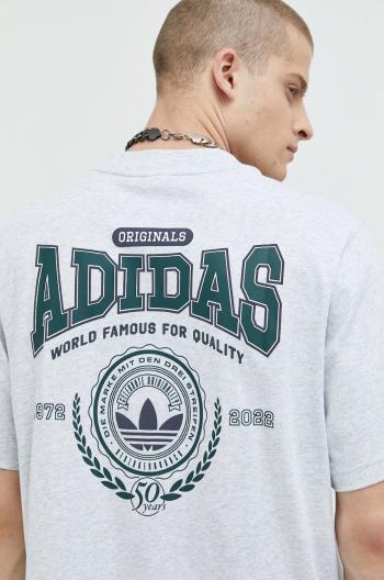 Bavlněné tričko adidas Originals šedá barva