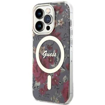 Guess PC/TPU Flowers IML MagSafe Kompatibilní Zadní Kryt pro iPhone 14 Pro Kaki (GUHMP14LHCFWSA)