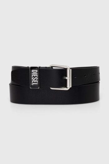 Kožený pásek Diesel B-GLOSSY LOOP BELT pánský, černá barva, X09797.PR227