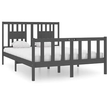 Rám postele šedý masivní dřevo 140 × 190 cm, 3104110 (3104110)