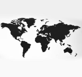Dřevěná mapa světa MINI černá