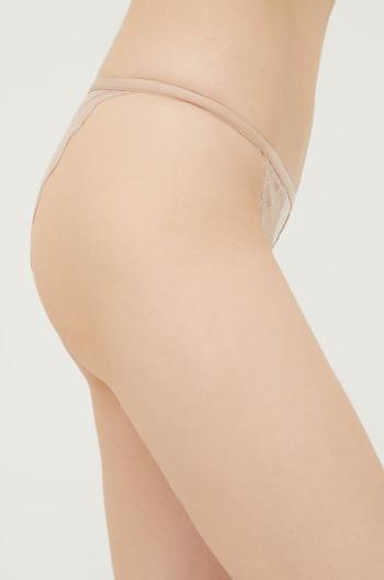 Kalhotky brazilky Calvin Klein Underwear béžová barva, průhledné
