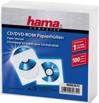 Hama obaly na CD/DVD, balení 100 ks bílá (š x v x h) 125 x 125 x 1 mm Hama