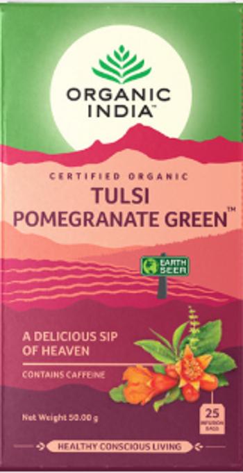 Organic India Tulsi s zeleným čajem a granátovým jablkem BIO 25 sáčky 25 ks