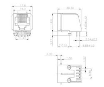 Zásuvka, vestavná horizontální encitech 3257-0012-03, RJ45 RJJU-88-143-E7V-012, černá, 1 ks