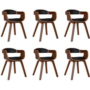Jídelní židle 6 ks černé ohýbané dřevo a umělá kůže, 3092389 (3092389)