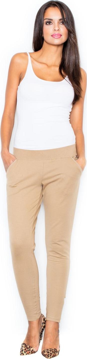 Béžové přiléhavé kalhoty s gumou v pase M338 Beige Velikost: S