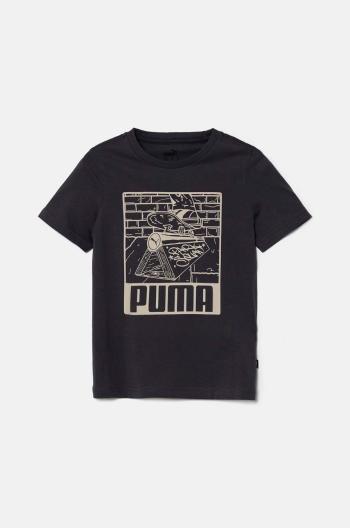 Dětské bavlněné tričko Puma ESS+ MID 90sphic Tee šedá barva, s potiskem, 681873